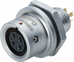 Розетка на панель, крепление гайкой Weipu SF612/S4