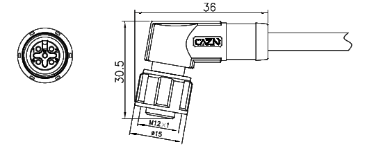 картинка Розетка кабельная   M12-D2-S6-1M-PVC