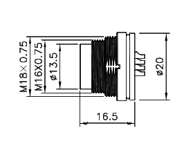 картинка Вилка панельная   M16-F-P12