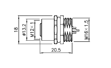 картинка Розетка панельная   M12-B-S3L