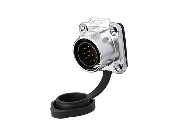 Metal Four Holes Flange Male Socket CNLINKO LP-20-C12SX-03-401A