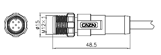 картинка Вилка кабельная   M12-A2-P5-1M-PVC