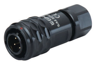 SA810/P4B кабельный, черный анод. алюминий, push-pull, монтаж: пайка, контактов: 4 x 0,6мм, ток: 3А, напр.: 30V, IP67, на кабель: 4-5 мм, крышка: без крышки