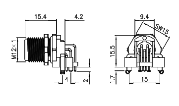 картинка Вилка панельная   M12-F8-P8-PG9