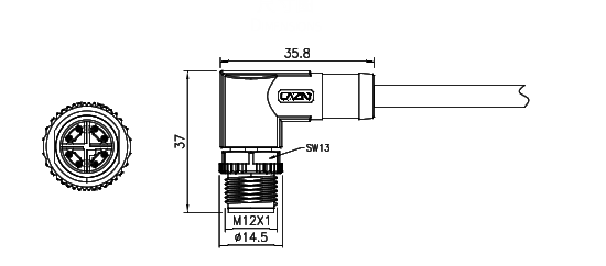 картинка Вилка кабельная угловая   CM10-M12-D1-P8X-1M