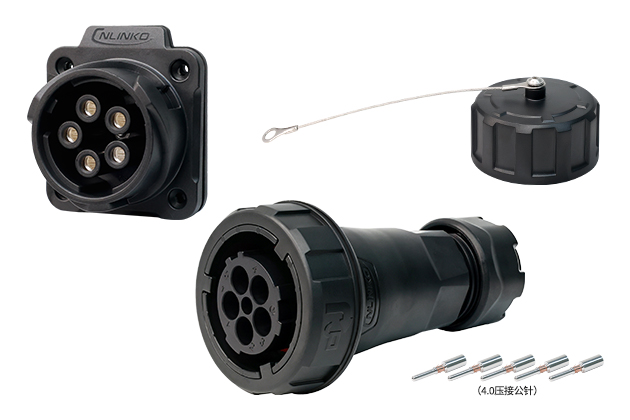 5 Pin Four Holes Flange Formal Kit With Crimping CNLINKO DL-28-C05PE-32-002A / DL-28-J05SX-22-402A