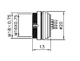 картинка Розетка панельная   M16-F1-S6