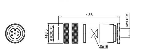 картинка Розетка кабельная   M16-G-A-S12