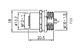 картинка Розетка панельная   M12-CB-S5B