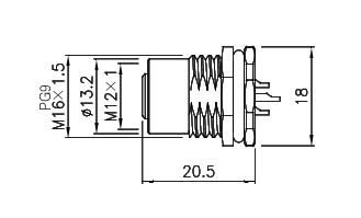 картинка Вилка панельная   M12-F-P4C-PG9