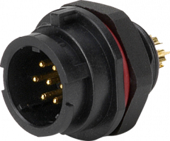 Вилка на панель, крепление гайкой Weipu SY1312/P6С