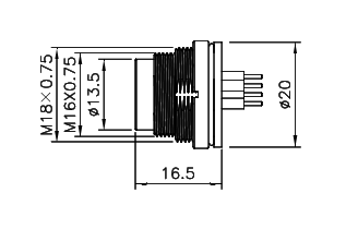 картинка Вилка панельная   M16-F1-P12