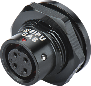 Розетка на панель для монтажа в плату, крепление гайкой снаружи Weipu SA815/S8B-PS