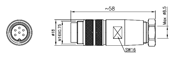 картинка Вилка кабельная   M16G-5A-P-YJP-PG7