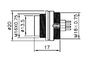 картинка Вилка панельная   M16-B1-P5A