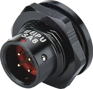 Розетка на панель для монтажа в плату, крепление гайкой снаружи Weipu SA815/P8S-PS