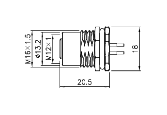 картинка Розетка панельная   M12-F1-S2L-1