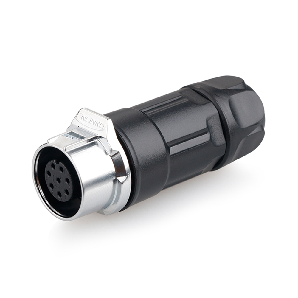 Metal+Plastic Mating female In-line Receptacle CNLINKO LP-12-J08PP-01-001