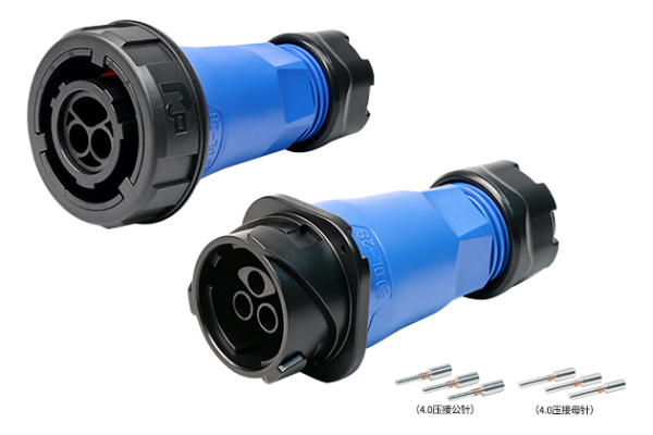 3 Pin Blue In-line Receptacle Kit With Crimping CNLINKO DL-28-C03PE-32-001A / DL-28-J03PP-32-001A