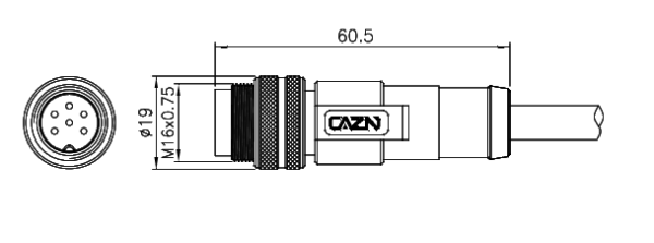 картинка Вилка кабельная   M16-A-P6-1M