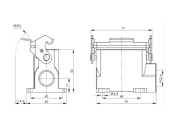 картинка Нижний металлический корпус с боковым вводом кабеля Beisit H10A-SM-1L-PG16 