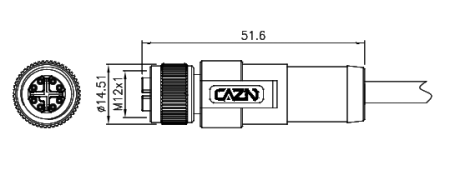 картинка Розетка кабельная   CM10-M12-A1-S8X-1M