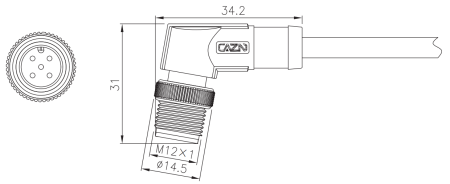 картинка Вилка панельная   M12-B-P4C-M1211