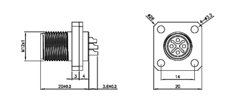 картинка Вилка панельная   M12-H-P3T