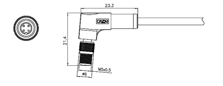 картинка Вилка кабельная угловая   M5-D-P4-1M-PVC