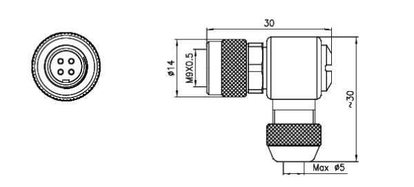 картинка Розетка кабельная угловая   M9G-D-S7