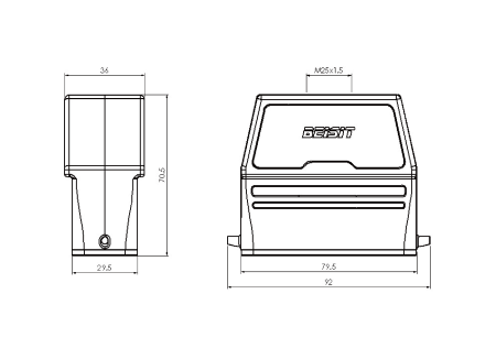 картинка Нижний металлический корпус с боковым вводом кабеля Beisit H10A-SM-1L-2M20 