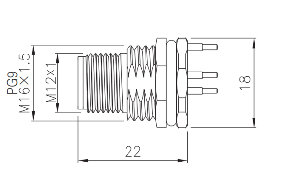 картинка Вилка кабельная угловая   M12-D1-P4-1M-PVC