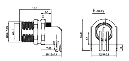 картинка Розетка панельная угловая   M8-L-S6