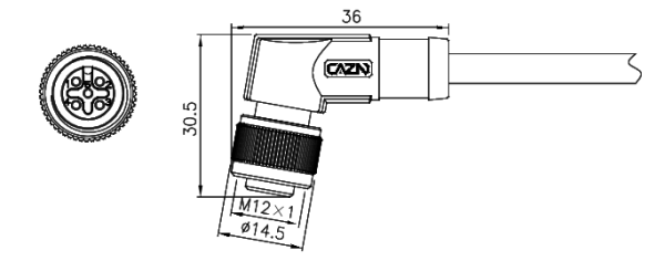 картинка Вилка кабельная   M12-A4-P2-1M-PVC
