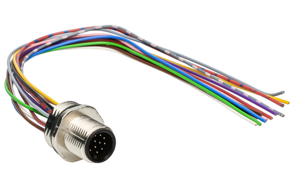 BINDER Plug Circular M12 12p with Strands 0.2m 09-3491-700-12