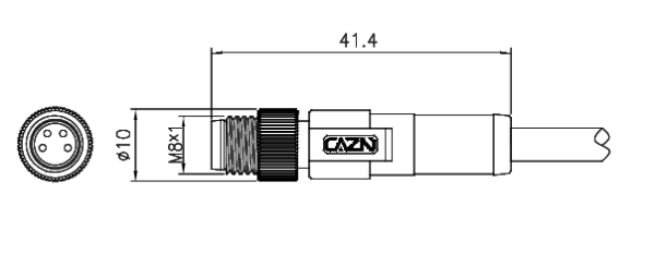 картинка Вилка кабельная   M8-A-P5-1M-PVC