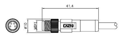 картинка Вилка кабельная   M8-A6-P3-1M-PVC
