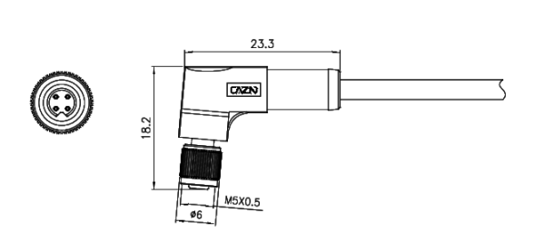 картинка Розетка кабельная угловая   M5-D-S3-1M-PVC