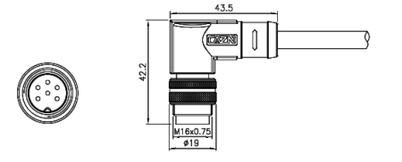 картинка Вилка кабельная угловая   M16-D-P6-1M