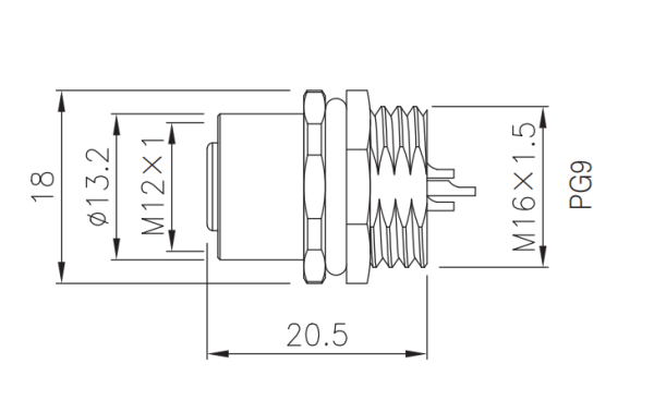 картинка Розетка панельная   M12-CB3-S12-M1211