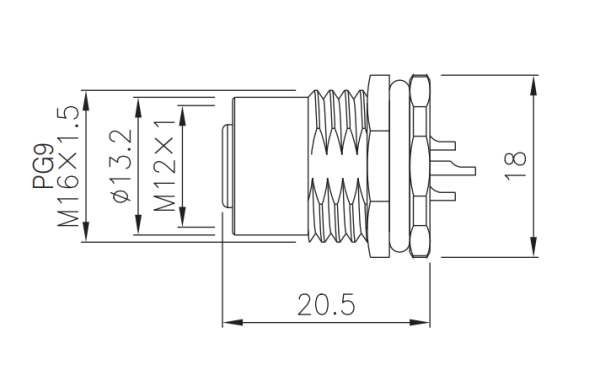 картинка Вилка панельная   M12-F1-P12-PG9