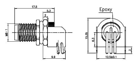 картинка Вилка панельная угловая   M8-L-P4D
