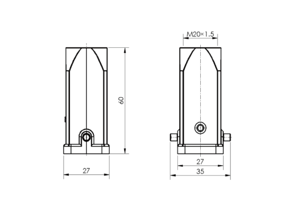 картинка Кабельный корпус с верхним вводом кабеля Beisit H3AP-TO-2P-M20 