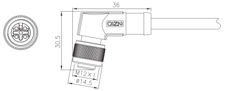 картинка Вилка кабельная угловая   M12P-D1-P2-PG9