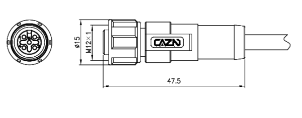 картинка Розетка кабельная   M12-A2-S2-1M-PVC