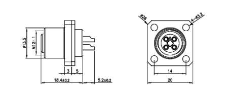 картинка Розетка панельная   M12-H-S4T