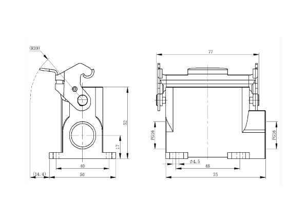 картинка Нижний металлический корпус с боковым вводом кабеля Beisit H10A-SM-1L-2PG16 