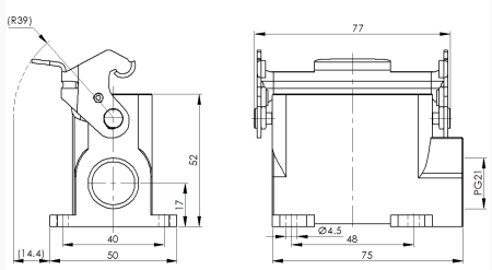 картинка Нижний металлический корпус с боковым вводом кабеля Beisit H10A-SM-1L-PG21 
