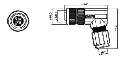 картинка Розетка кабельная угловая   M12G-D3-S8X