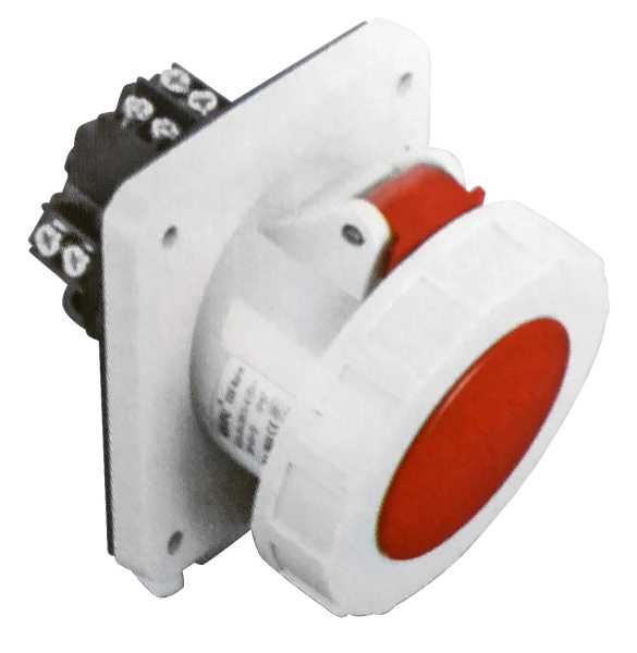 Розетка панельная угловая Weipu TYP39022 63А-2ч/50В 2P+PE IP67
